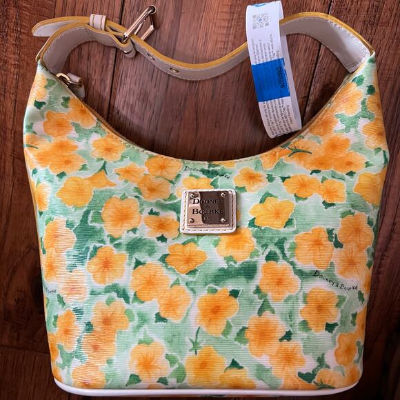 Dooney and Bourke Yellow Floral Petunia Shoulder Bucket Bag NWT Y2K Boho Retro - Picture 10 of 16
